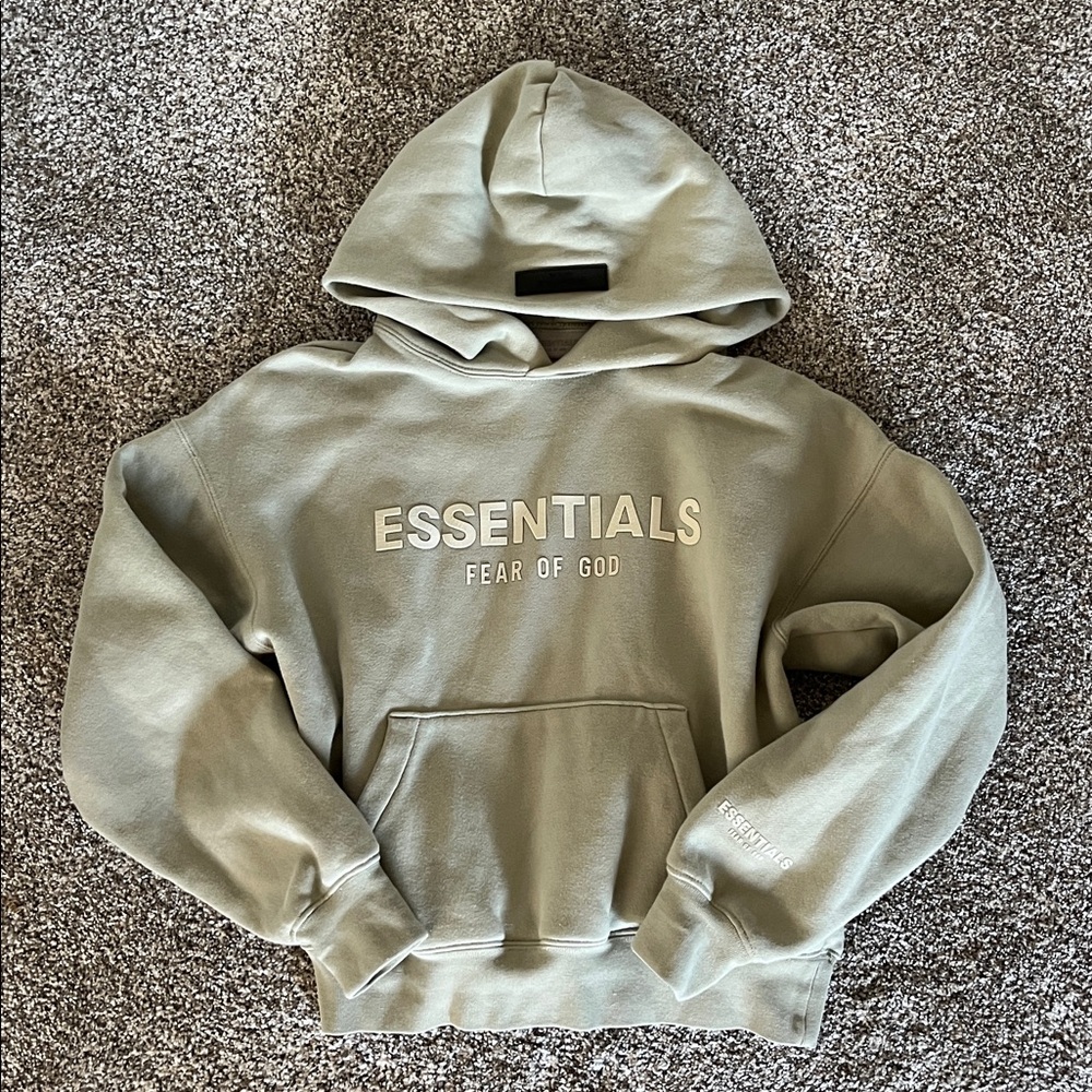 Fear of God Essentials Kids Hoodie in Sage